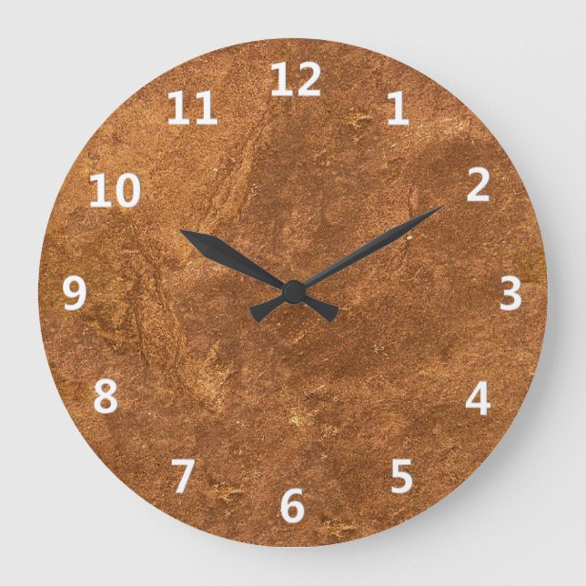 Reloj Redondo Grande Diseño de Brown de la piedra arenisca (Anverso)