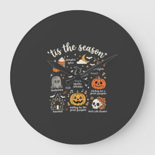 Reloj Redondo Grande Diseño de bruja de la temporada de garabatos de Ha