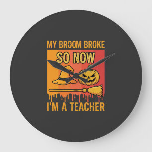 Reloj Redondo Grande Diseño de bruja divertida profesora de Halloween m