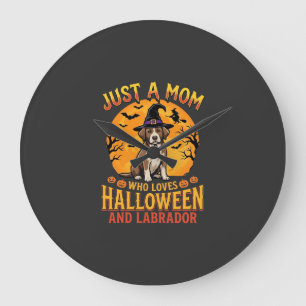Reloj Redondo Grande Diseño de bruja madre labrador Halloween_1