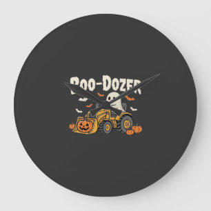 Reloj Redondo Grande Diseño de bulldozer fantasma de Halloween Boo-Doze