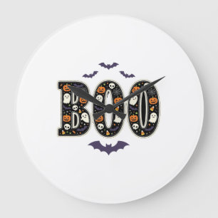 Reloj Redondo Grande Diseño de calabaza fantasma Boo de Halloween lindo