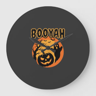 Reloj Redondo Grande Diseño de calabaza fantasma de Halloween Booyah