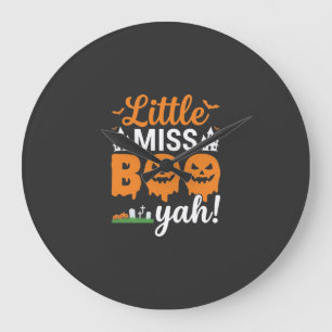 Reloj Redondo Grande Diseño de calabaza Little Miss Boo Yah de Hallowee