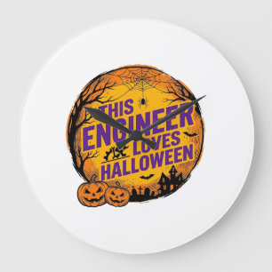 Reloj Redondo Grande Diseño de calabaza vintage de Halloween que ama el