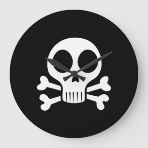 Reloj Redondo Grande Diseño de calavera pirata