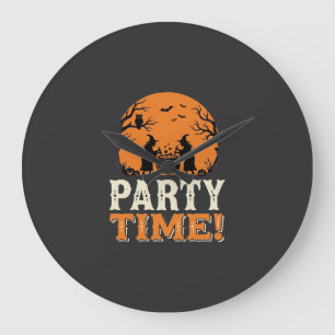 Reloj Redondo Grande Diseño de caldero de bruja de Halloween Party Time