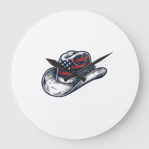 Reloj Redondo Grande Diseño de camisa de flor de sombrero de vaquero pa