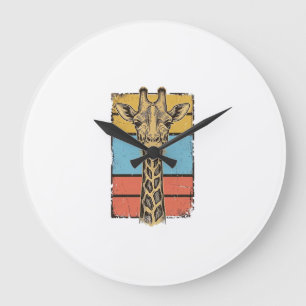 Reloj Redondo Grande Diseño de camisa de rayas retro jirafa grabada vin