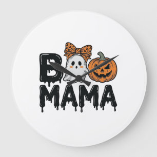 Reloj Redondo Grande Diseño de camiseta Boo Mama Halloween Fantasma Cal