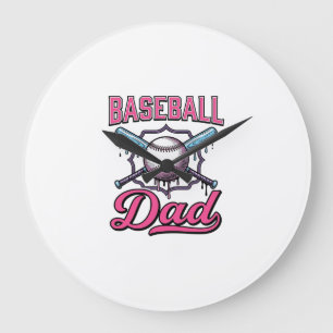 Reloj Redondo Grande Diseño de camiseta con grabado vintage de Baseball