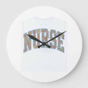 Reloj Redondo Grande Diseño de camiseta con letras de equipo universita