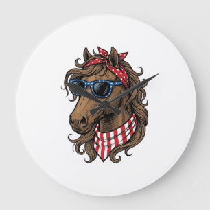 Reloj Redondo Grande Diseño de camiseta con vector de cabeza de caballo