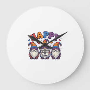 Reloj Redondo Grande Diseño de camiseta de arcoíris gnomo del mes del o