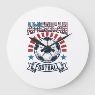 Reloj Redondo Grande Diseño de camiseta de balón de fútbol vintage de f