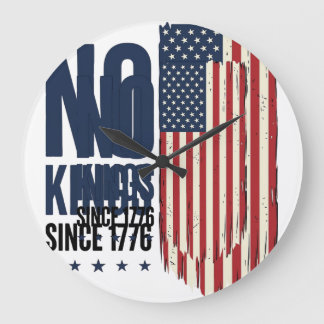 Reloj Redondo Grande Diseño de camiseta de bandera patriótica sin reyes