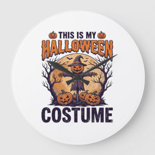 Reloj Redondo Grande Diseño de camiseta de bruja de calabaza de disfraz