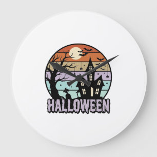 Reloj Redondo Grande Diseño de camiseta de casa embrujada de Halloween