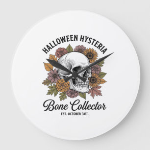 Reloj Redondo Grande Diseño de camiseta de coleccionista de calaveras d