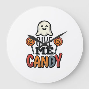 Reloj Redondo Grande Diseño de camiseta de fantasma de Halloween vintag