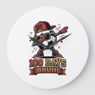 Reloj Redondo Grande Diseño de camiseta de fútbol Dabbing de 100 días B