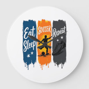Reloj Redondo Grande Diseño de camiseta de fútbol vintage Come Dormir F