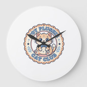 Reloj Redondo Grande Diseño de camiseta de gato de peluche de juguete -