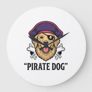 Reloj Redondo Grande Diseño de camiseta de grabado vintage de perro pir