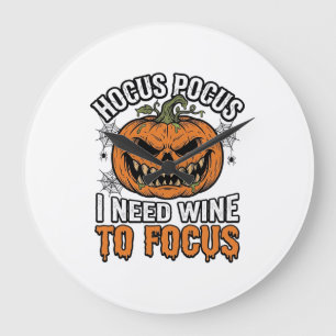 Reloj Redondo Grande Diseño de camiseta de Halloween de calabaza de vin