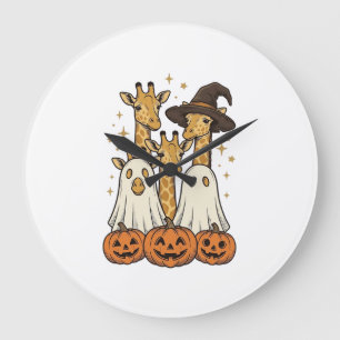 Reloj Redondo Grande Diseño de camiseta de Halloween de jirafa fantasma