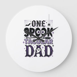 Reloj Redondo Grande Diseño de camiseta de Halloween para papá Vintage