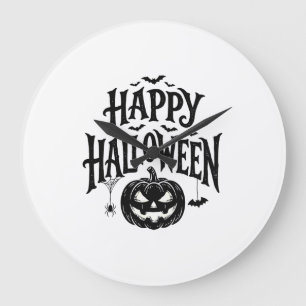 Reloj Redondo Grande Diseño de camiseta de murciélago de calabaza feliz