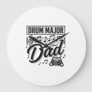 Reloj Redondo Grande Diseño de camiseta de música vintage de Drum Major