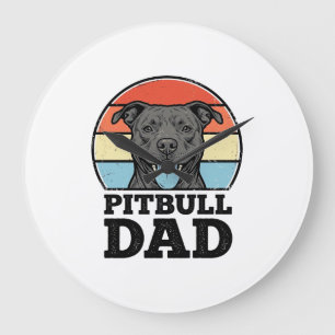 Reloj Redondo Grande Diseño de camiseta de Papá Pitbull amante de los p