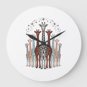 Reloj Redondo Grande Diseño de camiseta de safari de manada de jirafas