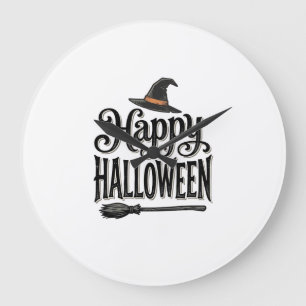 Reloj Redondo Grande Diseño de camiseta de sombrero de bruja Vintage Ha