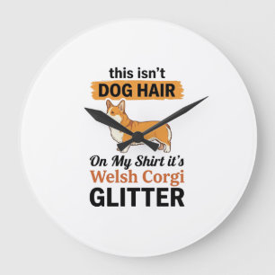 Reloj Redondo Grande Diseño de camiseta de Welsh Corgi Glitter Amante d