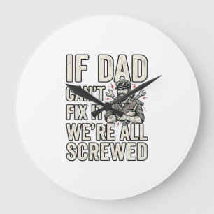 Reloj Redondo Grande Diseño de camiseta divertido mecánico papá si papá