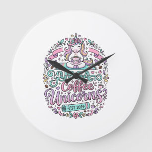 Reloj Redondo Grande Diseño de camiseta elegante de unicornios de yoga