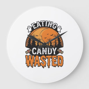 Reloj Redondo Grande Diseño de camiseta espeluznante vintage de dulces