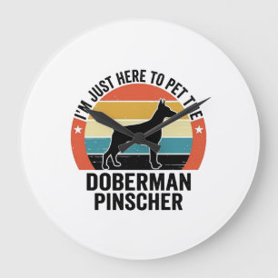 Reloj Redondo Grande Diseño de camiseta para amante de perros Doberman