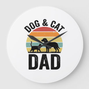 Reloj Redondo Grande Diseño de camiseta para papá de perro y gato, aman