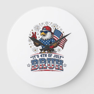 Reloj Redondo Grande Diseño de camiseta patriótica Funny 4th of July Ea