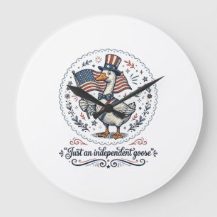 Reloj Redondo Grande Diseño de camiseta patriótica vintage de ganso ind