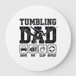 Reloj Redondo Grande Diseño de camiseta Tumbling Dad Drive Pay Clap Rep