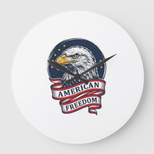 Reloj Redondo Grande Diseño de camiseta vectorial con cinta patriótica