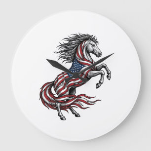 Reloj Redondo Grande Diseño de camiseta vectorial de caballo encabritad