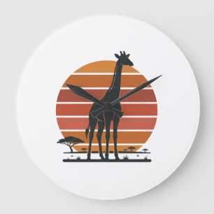 Reloj Redondo Grande Diseño de camiseta vectorial de safari de puesta d