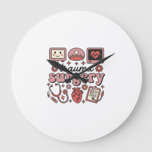 Reloj Redondo Grande Diseño de camiseta vectorial médica vintage de cir