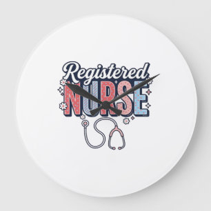 Reloj Redondo Grande Diseño de camiseta vectorial vintage de enfermera 